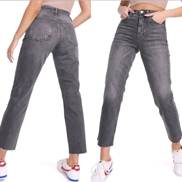 Topshop Denim - Topshop Moto Raw Hem Straight Jeans Size 28